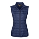 aerial view a classic navy core365 ladies prevail packable puffer vest, image 1 of 6