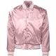 aerial view a light pink/ wht augusta sportswear unisex striped trim satin baseball jacket, image 1 of 3