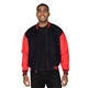 aerial view a black/ red threadfast apparel unisex legend jacket, image 1 of 3