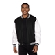 aerial view a black/ white threadfast apparel unisex legend jacket, image 1 of 3