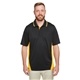 aerial view a black/ snry yllw harriton mens tall flash snag protection plus il colorblock polo, image 1 of 7