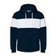 aerial view a navy j america mens varsity pullover hooded sweatshirt, image 1 of 3