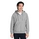 aerial view a athletic heather team 365 unisex zone hydrosport(tm) heavyweight quarter - zip hooded sweatshirt, image 1 of 10