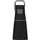 aerial view a black denim artisan collection by reprime - domain contrast denim bib apron with pockets, image 1 of 6