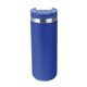 aerial view a matte blue 18 oz full laser sienna stainless steel bottle, image 1 of 2