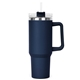 aerial view a navy blue 40 oz hippo insulated malibu tumbler straw lid with twist closure, image 1 of 2