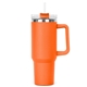 aerial view a orange 40 oz hippo insulated tumbler straw lid with twist closure, image 1 of 2