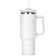 aerial view a white 40 oz hippo insulated malibu tumbler straw lid with twist closure, image 1 of 3