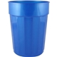a trans blue 22 oz squat fluted plastic stadium cup