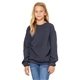 aerial view a heather navy bella + canvas youth sponge fleece raglan sweatshirt, image 1 of 6