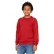 aerial view a red bella + canvas youth sponge fleece raglan sweatshirt, image 1 of 6