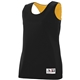 a black/ gold augusta sportswear ladies wicking polyester reversible sleeveless jersey
