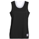 aerial view a black/ white augusta sportswear ladies wicking polyester reversible sleeveless jersey, image 1 of 3