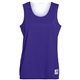aerial view a purple/ white augusta sportswear ladies wicking polyester reversible sleeveless jersey, image 1 of 3