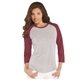 a vn hthr/ vn burg lat ladies baseball t - shirt