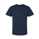 aerial view a navy gildan unisex softstyle midweight t - shirt, image 1 of 3