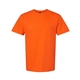 aerial view a orange gildan unisex softstyle midweight t - shirt, image 1 of 3