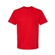 aerial view a red gildan unisex softstyle midweight t - shirt, image 1 of 3