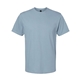 aerial view a stone blue gildan unisex softstyle midweight t - shirt, image 1 of 3