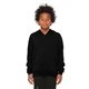 aerial view a black bella + canvas youth sponge fleece pullover hooded sweatshirt, image 1 of 6
