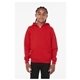 aerial view a red bella + canvas youth sponge fleece pullover hooded sweatshirt, image 1 of 3