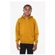 aerial view a heather mustard bella + canvas youth sponge fleece pullover hooded sweatshirt, image 1 of 3