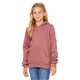 aerial view a mauve bella + canvas youth sponge fleece pullover hooded sweatshirt, image 1 of 7