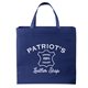 aerial view a royal blue patriot screen print tote bag made in the usa, image 1 of 6