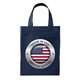 aerial view a navy blue glory(tm) tote bag - 4- color heat transfer, image 1 of 6