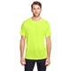 aerial view a safety yellow core365 adult tall fusion chromasoft(tm) performance t - shirt, image 1 of 6