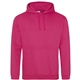 aerial view a hot pink awdis college hooded sweatshirt, image 1 of 2