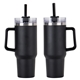 aerial view a black maxim 40 oz vacuum insulated stainless steel tumbler, image 1 of 3