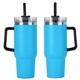 aerial view a aqua blue maxim 40 oz vacuum insulated stainless steel tumbler, image 1 of 2