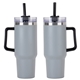 aerial view a gray maxim 40 oz vacuum insulated stainless steel tumbler, image 1 of 2