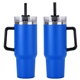 aerial view a royal blue maxim 40 oz vacuum insulated stainless steel tumbler, image 1 of 2