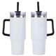 aerial view a white maxim 40 oz vacuum insulated stainless steel tumbler, image 1 of 2