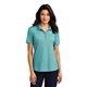 aerial view a dark teal heather port authority(r) womens fine pique blend polo, image 1 of 5
