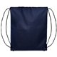 aerial view a navy blue sustainable drawstring bag, image 1 of 2
