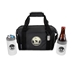 aerial view a black cooler & white icey can cooler & white chilly can cooler basecamp highland peak gift set, image 1 of 3