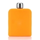 aerial view a orange 6 oz hipster flask bottle, image 1 of 4