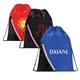 a group of promo drawstring backpack with zippered corner pocket