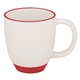 aerial view a red 14 oz two - tone c - handle glossy ceramic bistro coffee mug, image 1 of 3