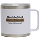 aerial view a white 15 oz ranch tumbler with handle, image 1 of 5