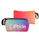 aerial view a rainbow full color trendy travel pouch, image 1 of 3
