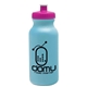 aerial view a light blue bottle & hot pink lid 20 oz the omni color bike bottle with push pull lid, image 1 of 2