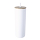 aerial view a white double - wall stainless steel tumbler with bamboo lid and straw - 20 oz, image 1 of 2