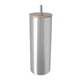 aerial view a stainless steel double - wall stainless steel tumbler with bamboo lid and straw - 20 oz, image 1 of 2