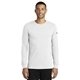 aerial view a white nike dri - fit cotton / poly long sleeve tee, image 1 of 6