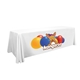 a white 8 serged open - back polyester standard table throw
