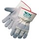 a white economy split cowhide palm gloves